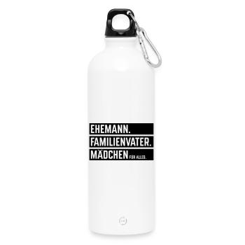 Husband Family Man Girl For Everything, Beam B - Water Bottle with carabiner 750 ml - white - Front