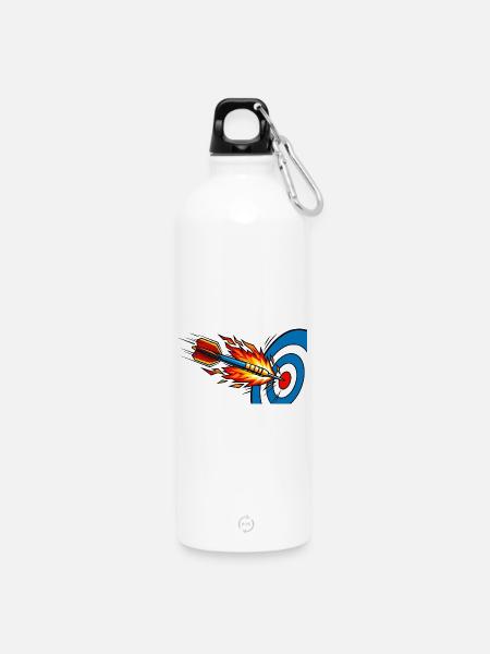 Dart Bullseye Feuer Volltreffer - Trinkflasche mit Karabiner 750 ml - Weiß