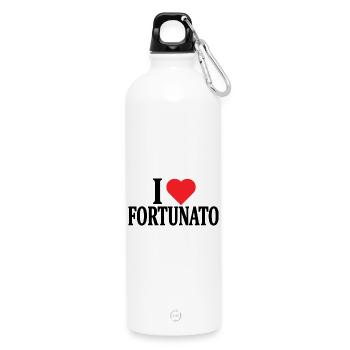Ich liebe Lucky T-Shirt T-Shirt Geschenkidee - Trinkflasche mit Karabiner 750 ml - Weiß - Vorne