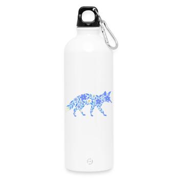 Nordic Floral - Heller Blaufuchs - Trinkflasche mit Karabiner 750 ml - Weiß - Vorne