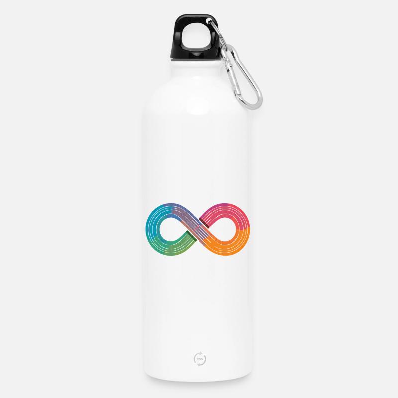 Infinite rainbow or just flow? - Water Bottle with carabiner 750 ml - white