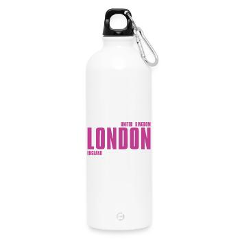 Pink London Typography T-shirt - Trinkflasche mit Karabiner 750 ml - Weiß - Vorne