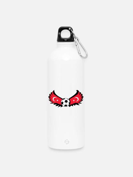 Fussball Türkei - Trinkflasche mit Karabiner 750 ml - Weiß