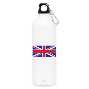 British flag - Water Bottle with carabiner 750 ml - white - Front