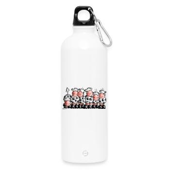 "Milk Bar" - Cow- Cows - Cartoon T-Shirt - Water Bottle with carabiner 750 ml - white - Front