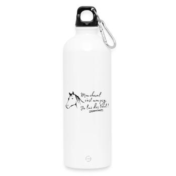 Mon cheval c'est mon psy Je lui dis tout - Gourde en inox avec mousqueton 750 ml - blanc - Devant