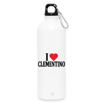 T-shirt I love Clementino t-shirt gift idea - Water Bottle with carabiner 750 ml - white - Front