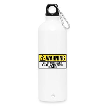 May Spontaneously Start Talking About Beaver - Water Bottle with carabiner 750 ml - white - Front