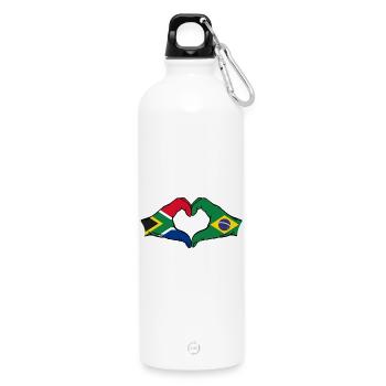 Afrique du Sud Brésil Drapeau Mains Forme De Coeur - Gourde en inox avec mousqueton 750 ml - blanc - Devant
