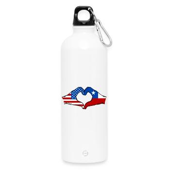 États-Unis Drapeau du Chili main coeur forme - Gourde en inox avec mousqueton 750 ml - blanc - Devant
