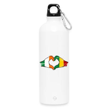 Drapeau Irlande Guinée Mains Forme de cœur utilisé - Gourde en inox avec mousqueton 750 ml - blanc - Devant