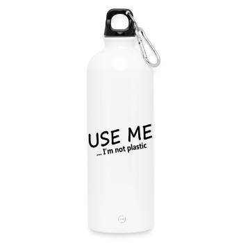 USE ME - I'm not plastic - Water Bottle with carabiner 750 ml - white - Front