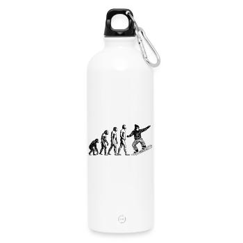 Evolution zum Snowboarder Grunge Design - Trinkflasche mit Karabiner 750 ml - Weiß - Vorne