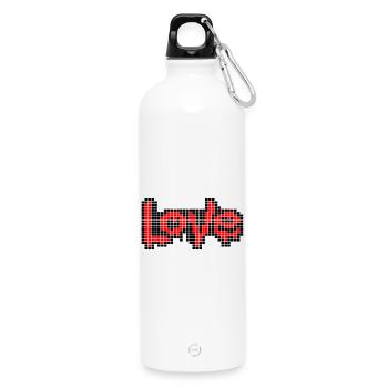 Pixel Art Text – LIEBE in roten Buchstaben - Trinkflasche mit Karabiner 750 ml - Weiß - Vorne