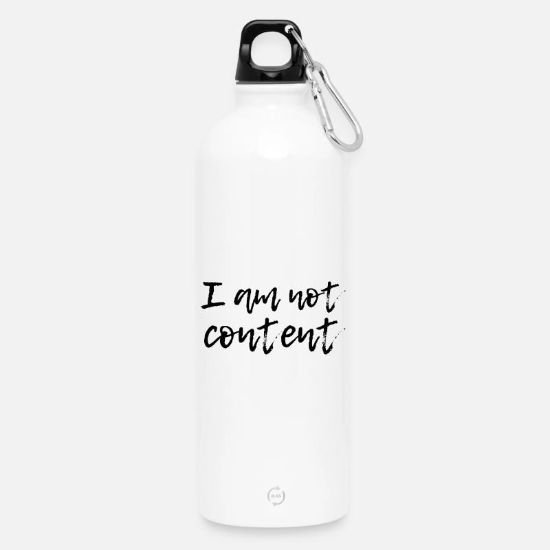 I Am Not Content - Emotional Handwritten Script - Trinkflasche mit Karabiner 750 ml - Weiß