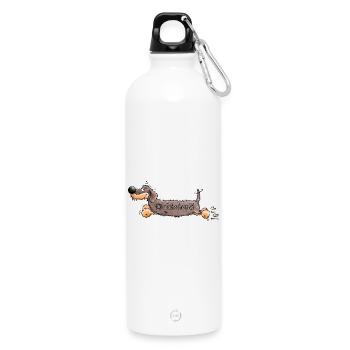 Niedlicher Dackel - Trinkflasche mit Karabiner 750 ml - Weiß - Vorne