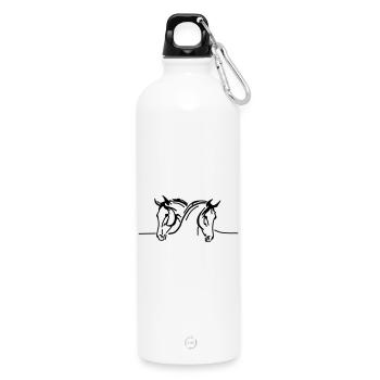 chevaux - étalon - jument - poulain - Gourde en inox avec mousqueton 750 ml - blanc - Devant