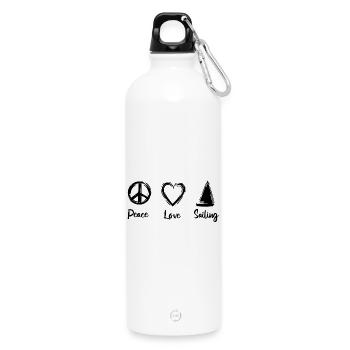 Sailing Love - Water Bottle with carabiner 750 ml - white - Front