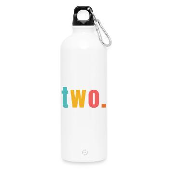 Two Two Years 2nd Birthday Text Font Colorful - Water Bottle with carabiner 750 ml - white - Front
