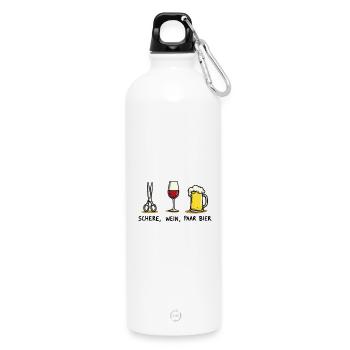 Schere Wein Paar Bier Lustiges Party Wortspiel - Trinkflasche mit Karabiner 750 ml - Weiß - Vorne