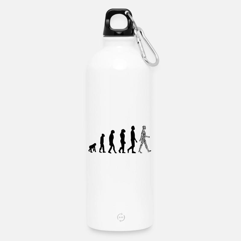 Evolution QR code - Humor health pass - Water Bottle with carabiner 750 ml - white