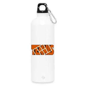 Tennis Orange Frame Dynamisches Raster - Trinkflasche mit Karabiner 750 ml - Weiß - Vorne