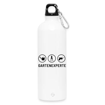 Garden expert: Watering can, hedge trimmers, wheelbarrow - Water Bottle with carabiner 750 ml - white - Front