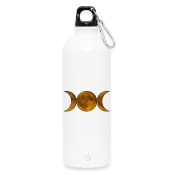 Triple Moon Wicca - Goddess in Gold - Water Bottle with carabiner 750 ml - white - Front