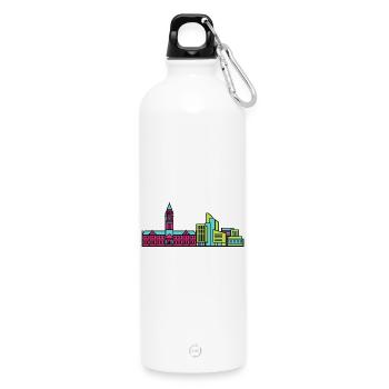 Bradford City Skyline City Hall Modern Line Art - Water Bottle with carabiner 750 ml - white - Front