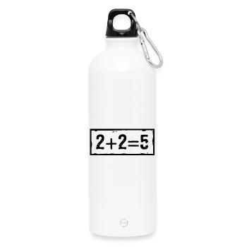2 plus 2 equals 5 - Water Bottle with carabiner 750 ml - white - Front