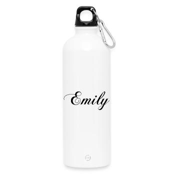 Emily - T-shirts, mugs and bags with your name on it - Water Bottle with carabiner 750 ml - white - Front