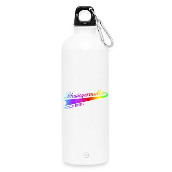 schwiegermutter 2026, beste schwiegermutti ever - Trinkflasche mit Karabiner 750 ml - Weiß - Vorne