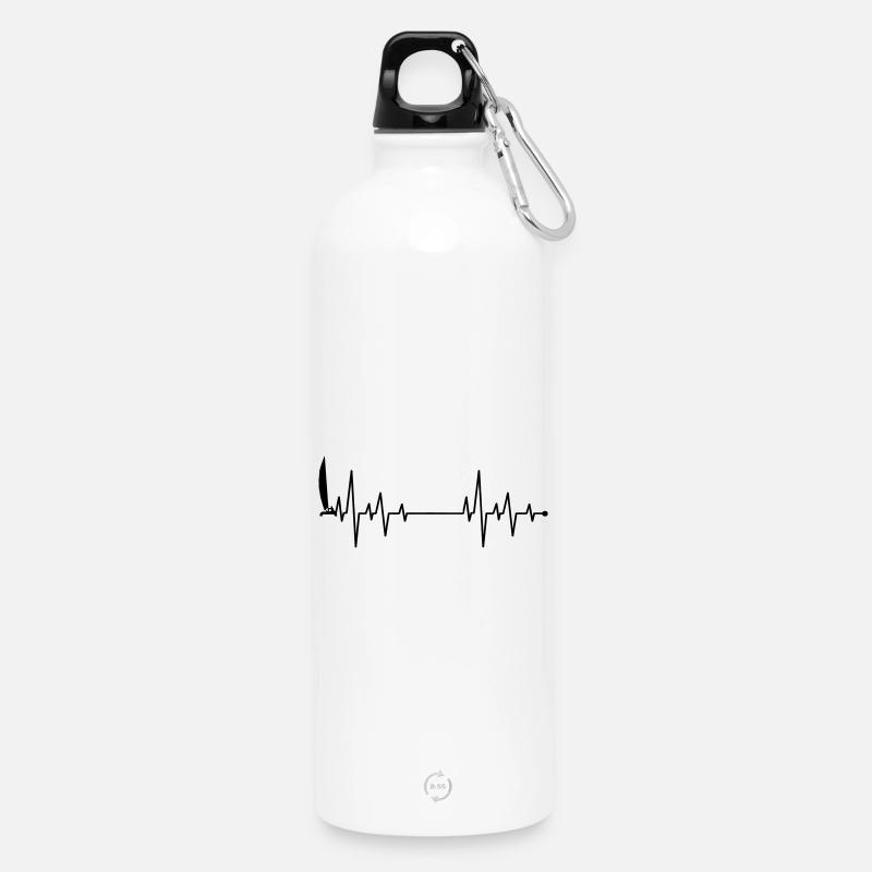Segelboot Herzschlag - Trinkflasche mit Karabiner 750 ml - Weiß