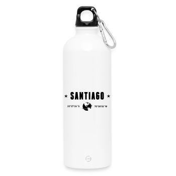 Santiago Chile Coordinates Planet Earth - Water Bottle with carabiner 750 ml - white - Front