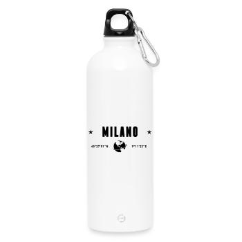 Milan Italy Coordinates Planet Earth - Water Bottle with carabiner 750 ml - white - Front