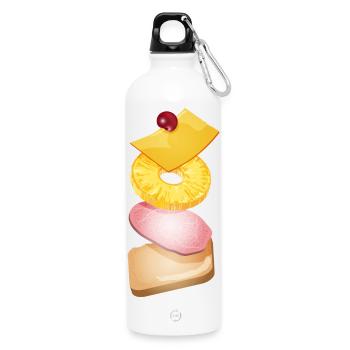 Pineapple,cheese,ham and toast bread -Toast Hawaii - Water Bottle with carabiner 750 ml - white - Front