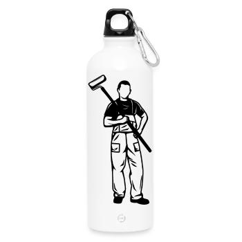Croquis de garçon peintre - Gourde en inox avec mousqueton 750 ml - blanc - Devant