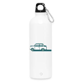 Klassisches minimalistisches blaues Auto - Trinkflasche mit Karabiner 750 ml - Weiß - Vorne