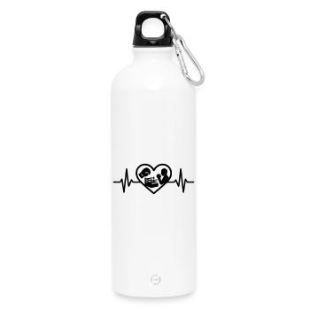 Boxen Herz Handschuh Ring Silhouette - Trinkflasche mit Karabiner 750 ml - Weiß - Vorne