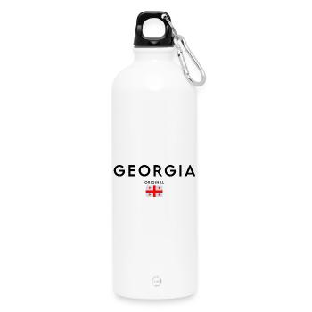 Drapeau de Géorgie, design minimaliste élégant - Gourde en inox avec mousqueton 750 ml - blanc - Devant