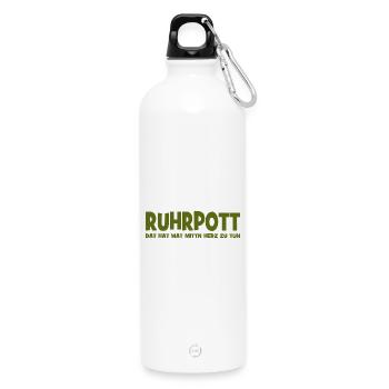 Ruhrpott - Dat hat wat mittn Herz zu tun - Zeche - Trinkflasche mit Karabiner 750 ml - Weiß - Vorne