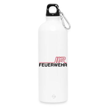 Feuerwehr 112 Neon Linien - Trinkflasche mit Karabiner 750 ml - Weiß - Vorne