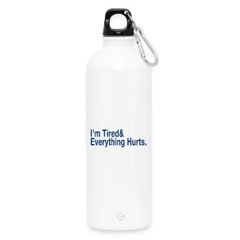 Relatable Fatigue Quote in Deep Blue - Water Bottle with carabiner 750 ml - white - Front