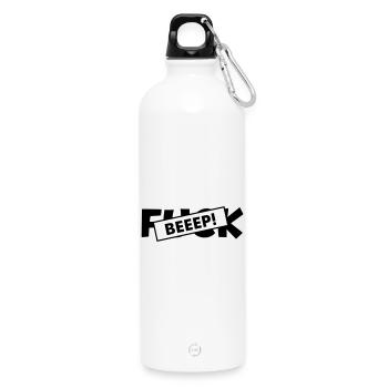 Censorship Beep Sound Fuck - Water Bottle with carabiner 750 ml - white - Front