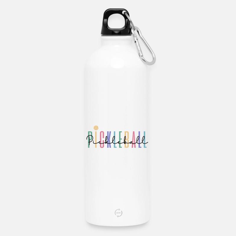 Pastel Rainbow Pickleball Player - Trinkflasche mit Karabiner 750 ml - Weiß
