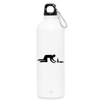 Saufen Trinken  - Trinkflasche mit Karabiner 750 ml - Weiß - Vorne