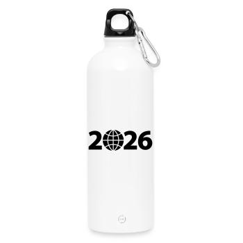 Globe 2026, World Tour 2026, Globe 2026 - Water Bottle with carabiner 750 ml - white - Front