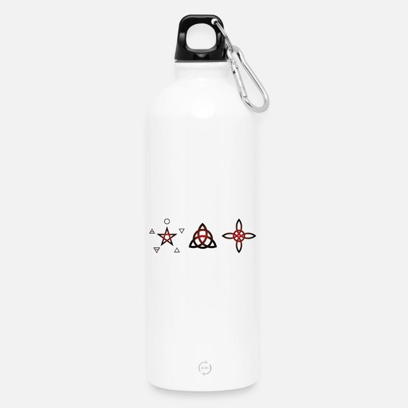 Wicca-Symbole – Mystische Kunst - Trinkflasche mit Karabiner 750 ml - Weiß