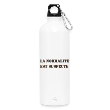NORMALITÄT IST VERDÄCHTIG - Trinkflasche mit Karabiner 750 ml - Weiß - Vorne