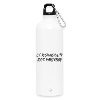 0% Verantwortung 100% Partyboy - Trinkflasche mit Karabiner 750 ml - Weiß - Vorne
